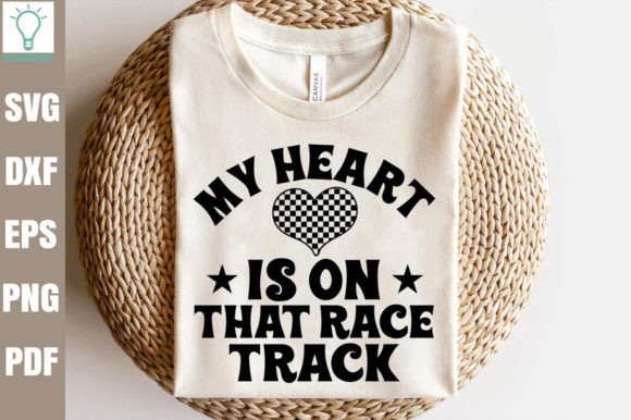 My Heart is on That Race Track Retro SVG